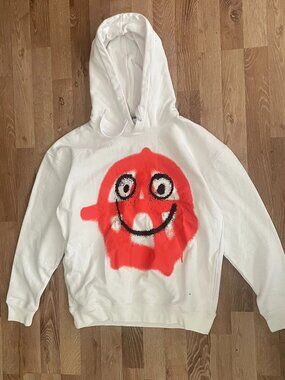 Moschino “MO Face” Hoodie White Size [S] Graphic Pullover Sweatshirt